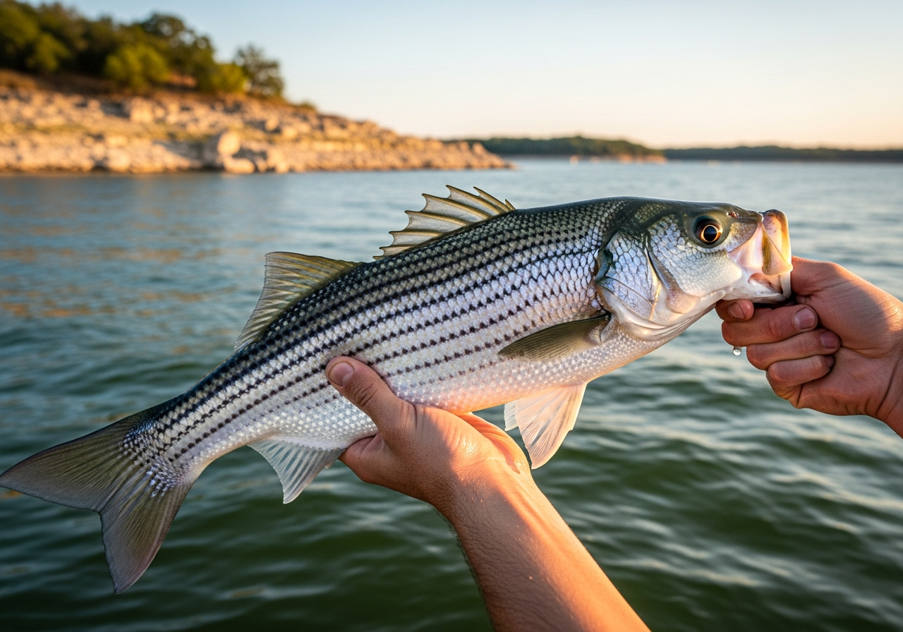 Striped Bass fishing on Lake Whitney, Texas