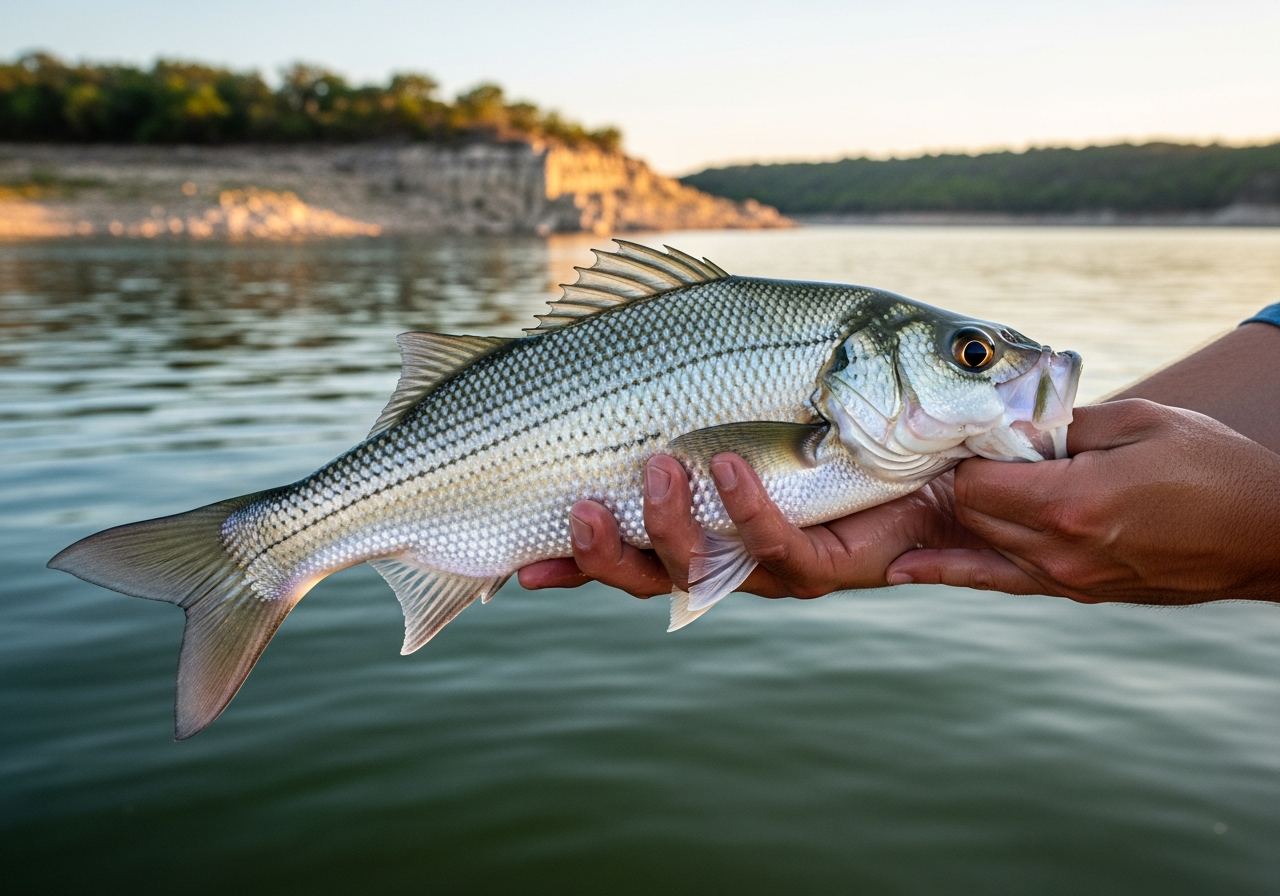 White Bass fishing on Lake Whitney, Texas