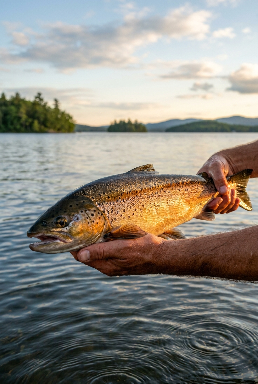 Landlocked Salmon fishing on Lake Winnipesaukee, New Hampshire