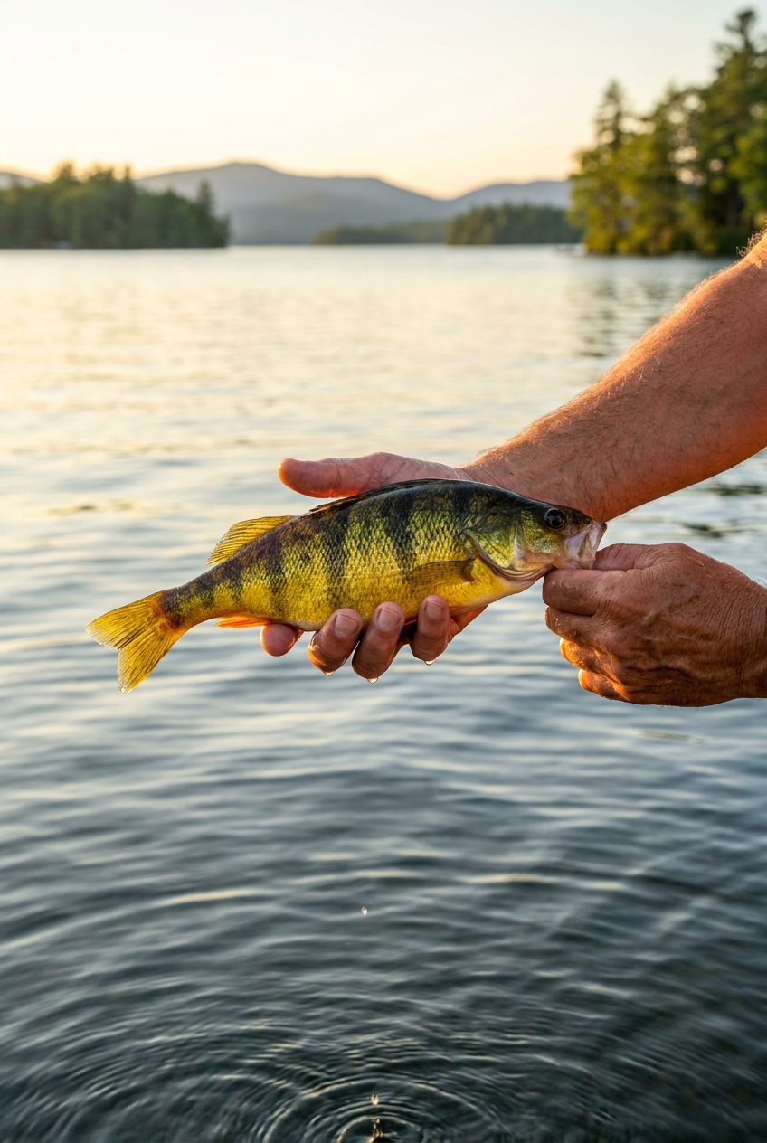 Yellow Perch fishing on Lake Winnipesaukee, New Hampshire