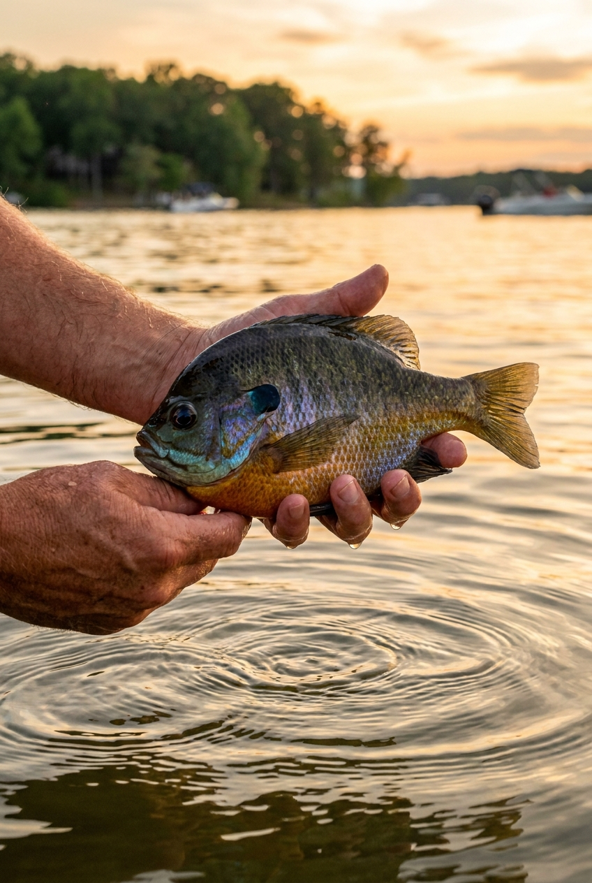 Bluegill fishing on Lake Wylie, South Carolina