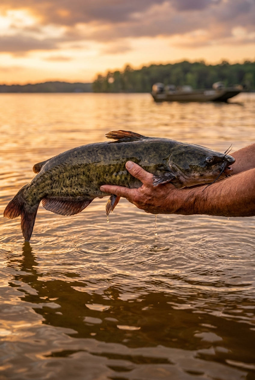 Catfish fishing on Lake Wylie, South Carolina