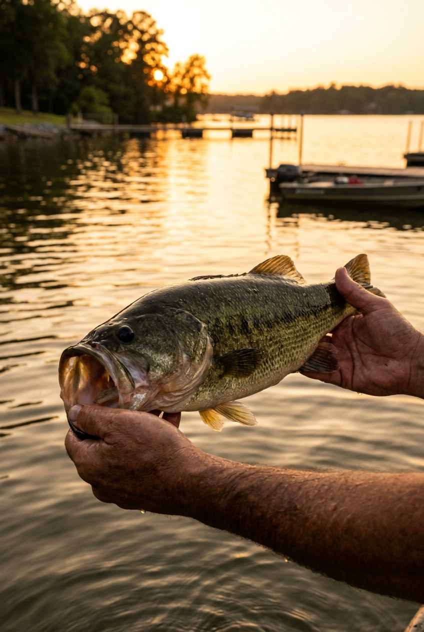 Largemouth Bass fishing on Lake Wylie, South Carolina