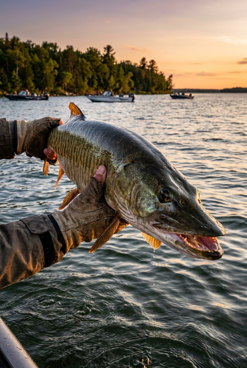 Muskellunge fishing on Leech Lake, Minnesota