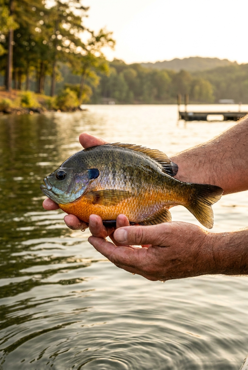 Bluegill fishing on Logan Martin Lake, Alabama