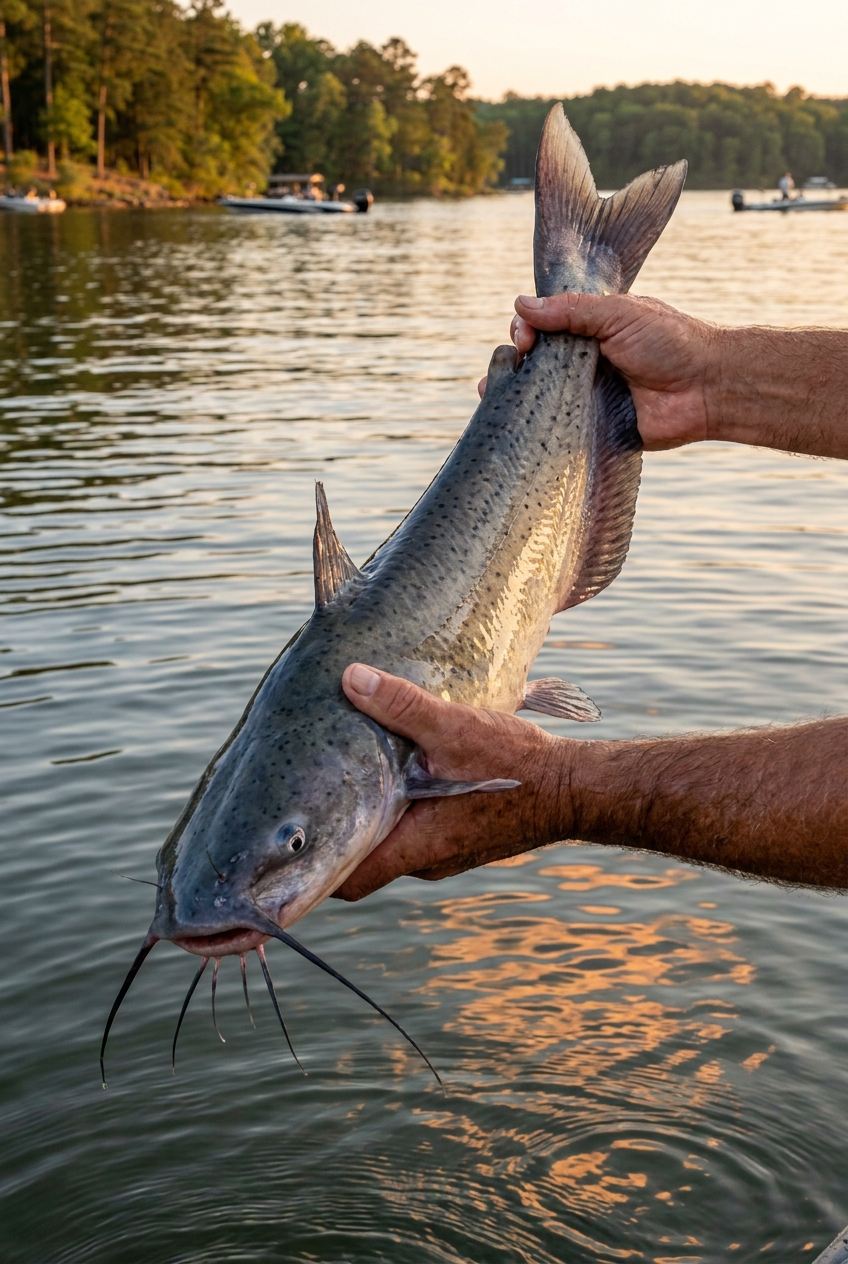 Channel Catfish fishing on Logan Martin Lake, Alabama