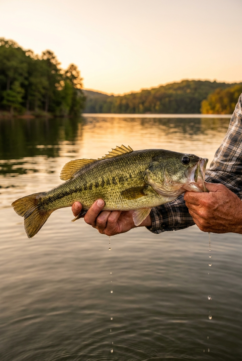Largemouth Bass fishing on Logan Martin Lake, Alabama