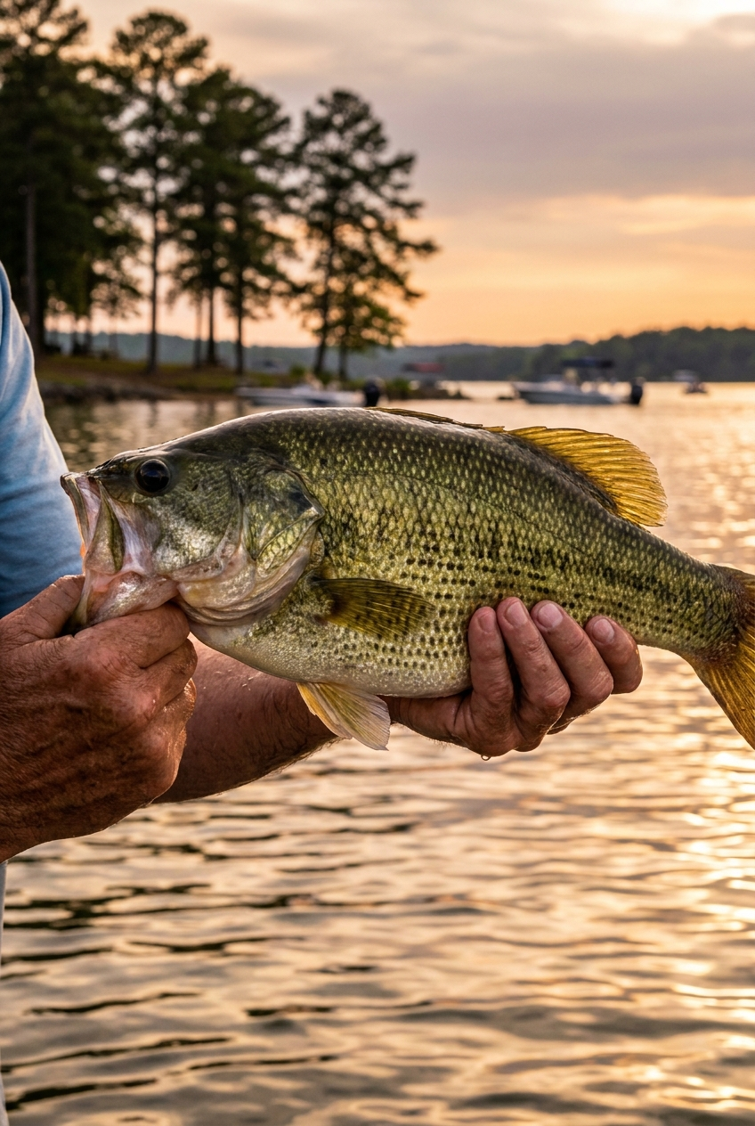 Spotted Bass fishing on Logan Martin Lake, Alabama
