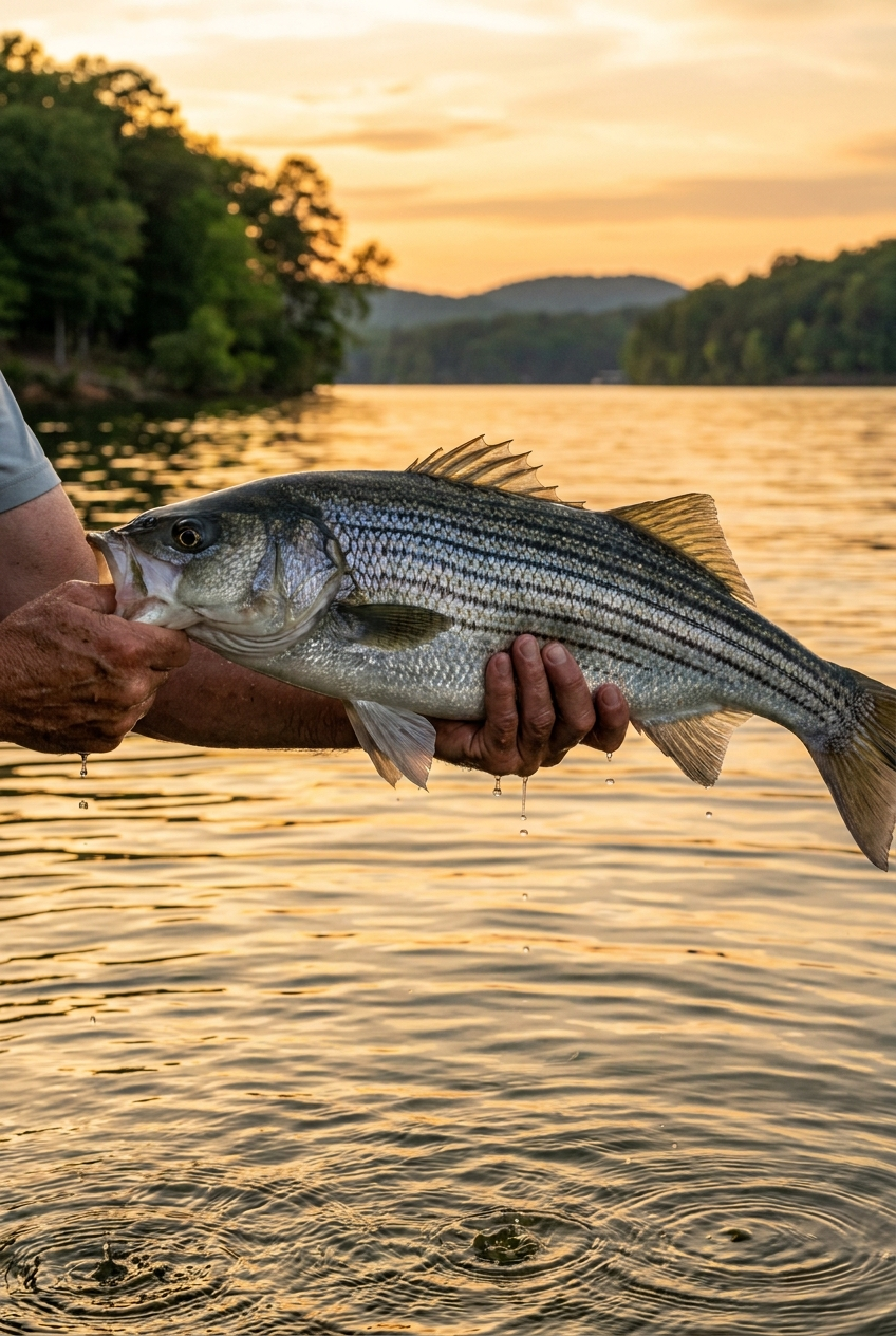 Striped Bass fishing on Logan Martin Lake, Alabama