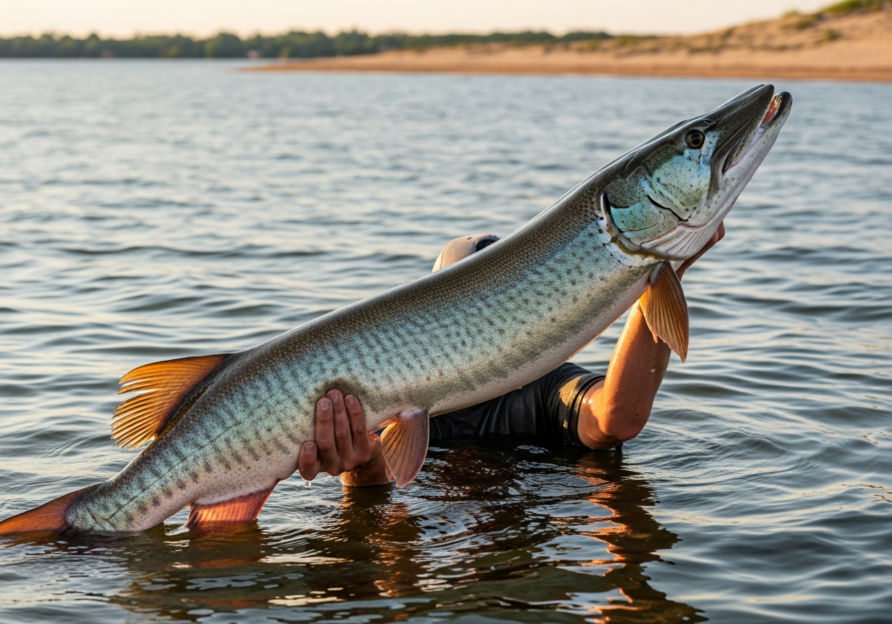 Muskellunge fishing on Mille Lacs Lake, Minnesota