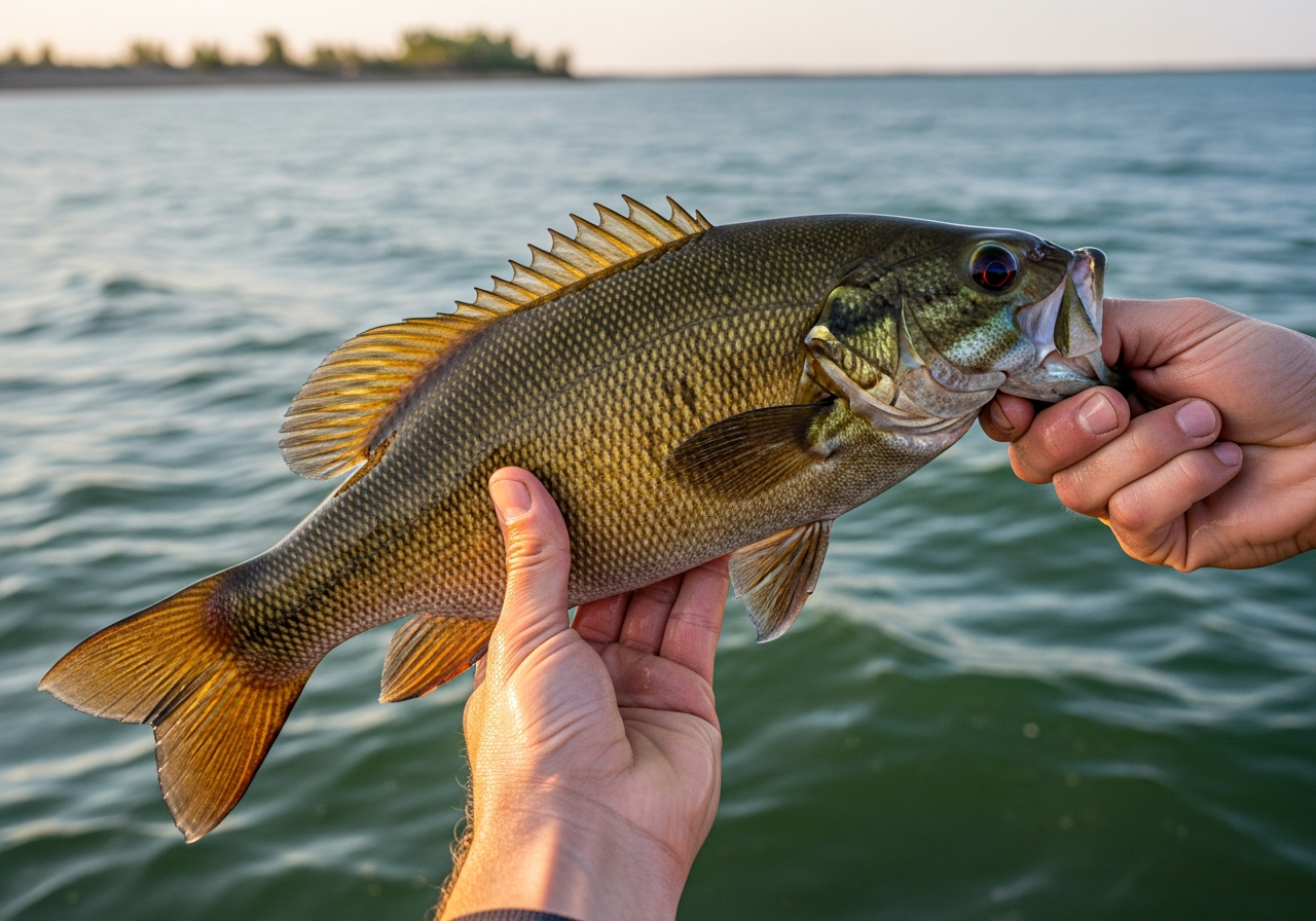 Smallmouth Bass fishing on Mille Lacs Lake, Minnesota
