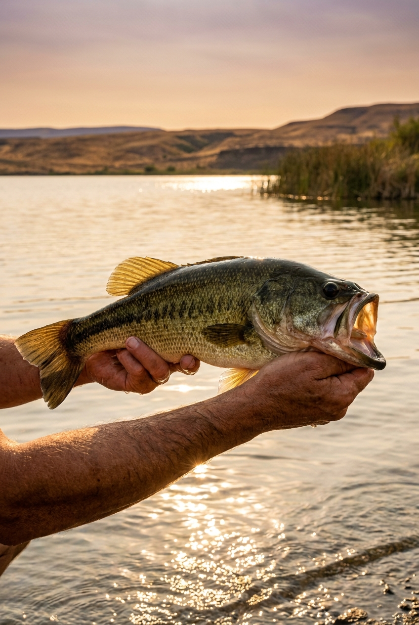 Largemouth Bass fishing on Moses Lake, Washington