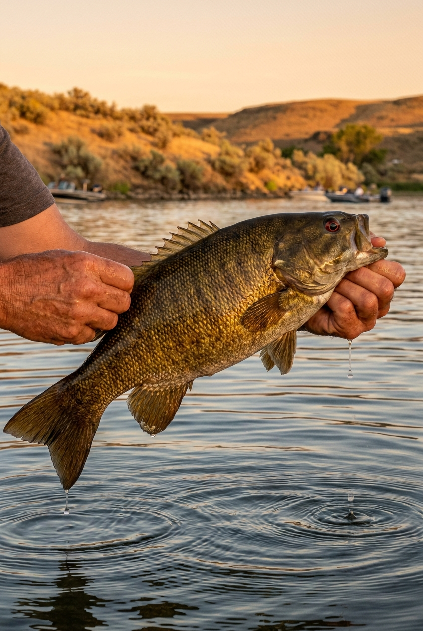 Smallmouth Bass fishing on Moses Lake, Washington