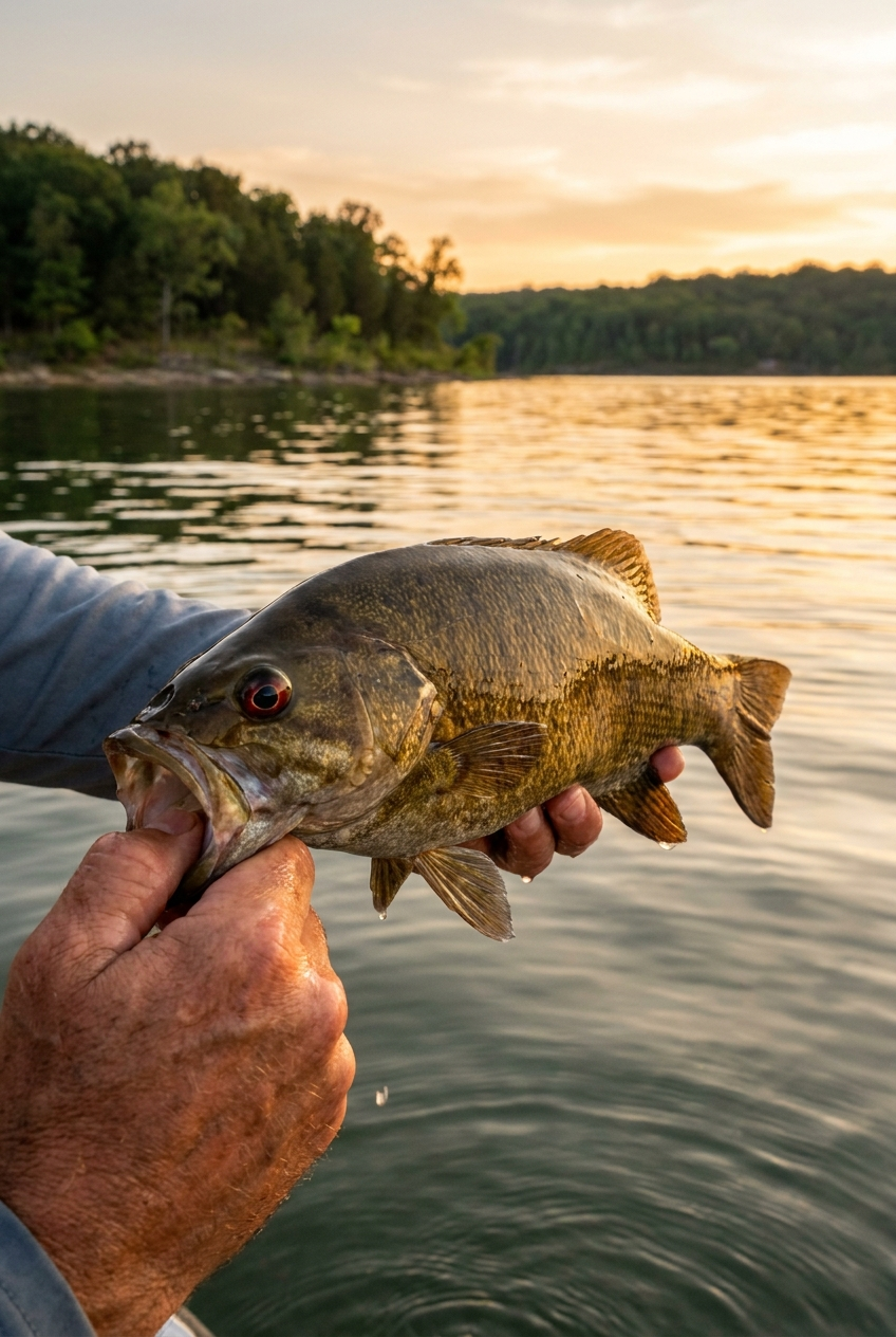 Smallmouth Bass fishing on Norfork Lake, Arkansas