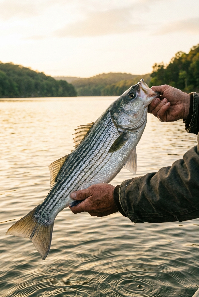 Striped Bass fishing on Norfork Lake, Arkansas