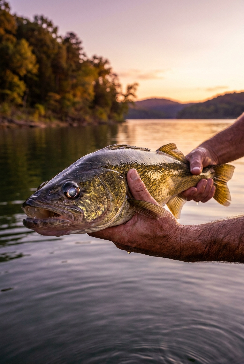 Walleye fishing on Norfork Lake, Arkansas