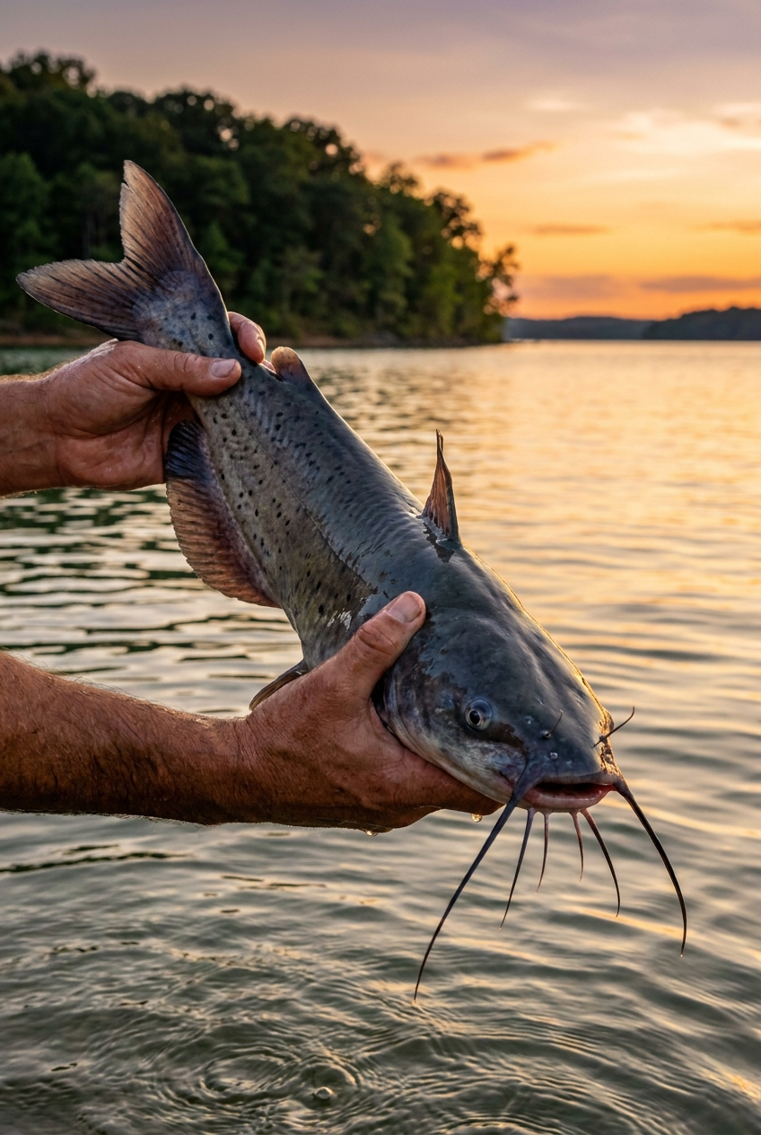 Channel Catfish fishing on Norris Lake, Tennessee