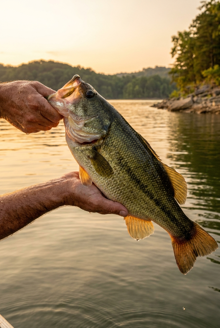 Largemouth Bass fishing on Norris Lake, Tennessee