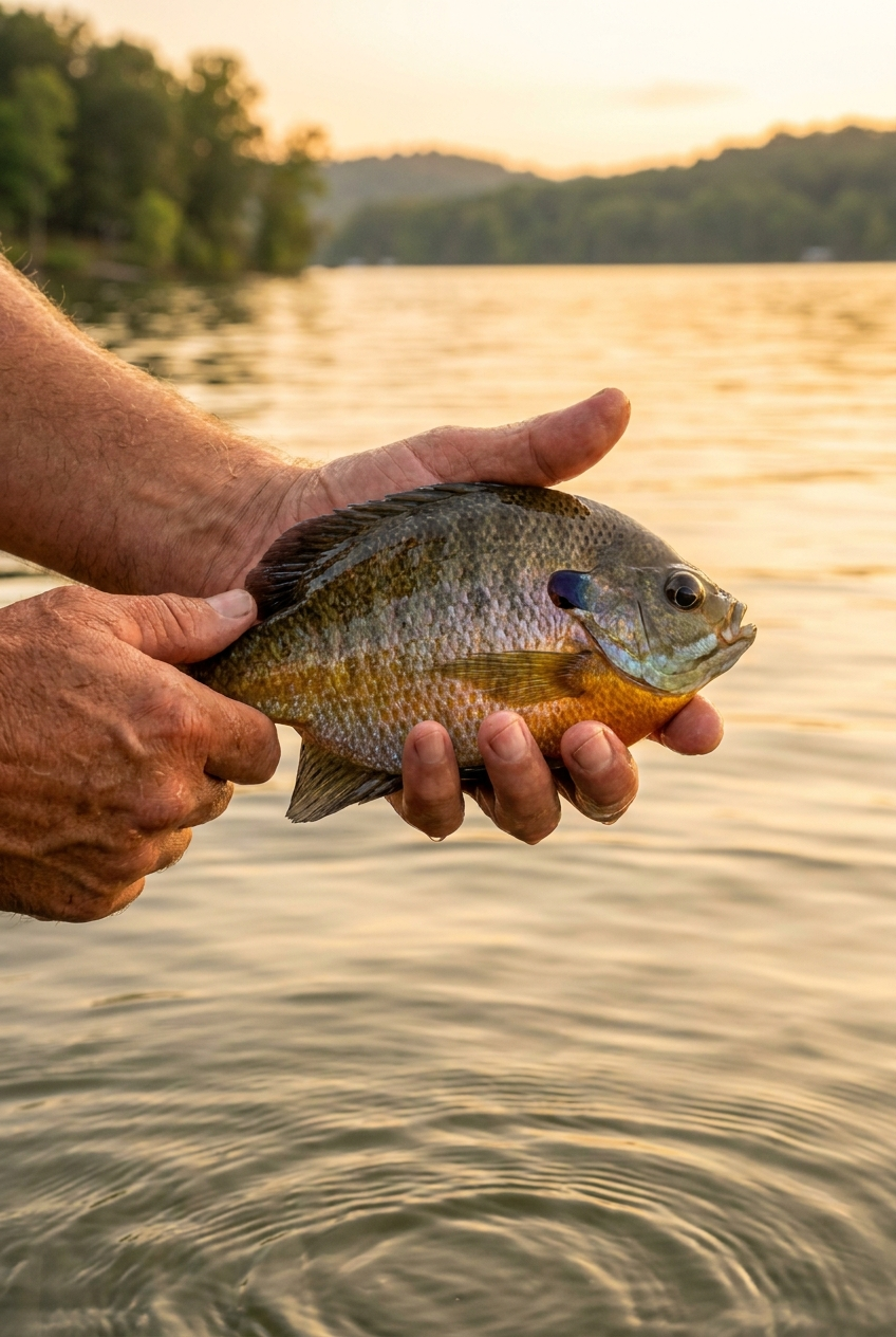 Bluegill fishing on Old Hickory Lake, Tennessee