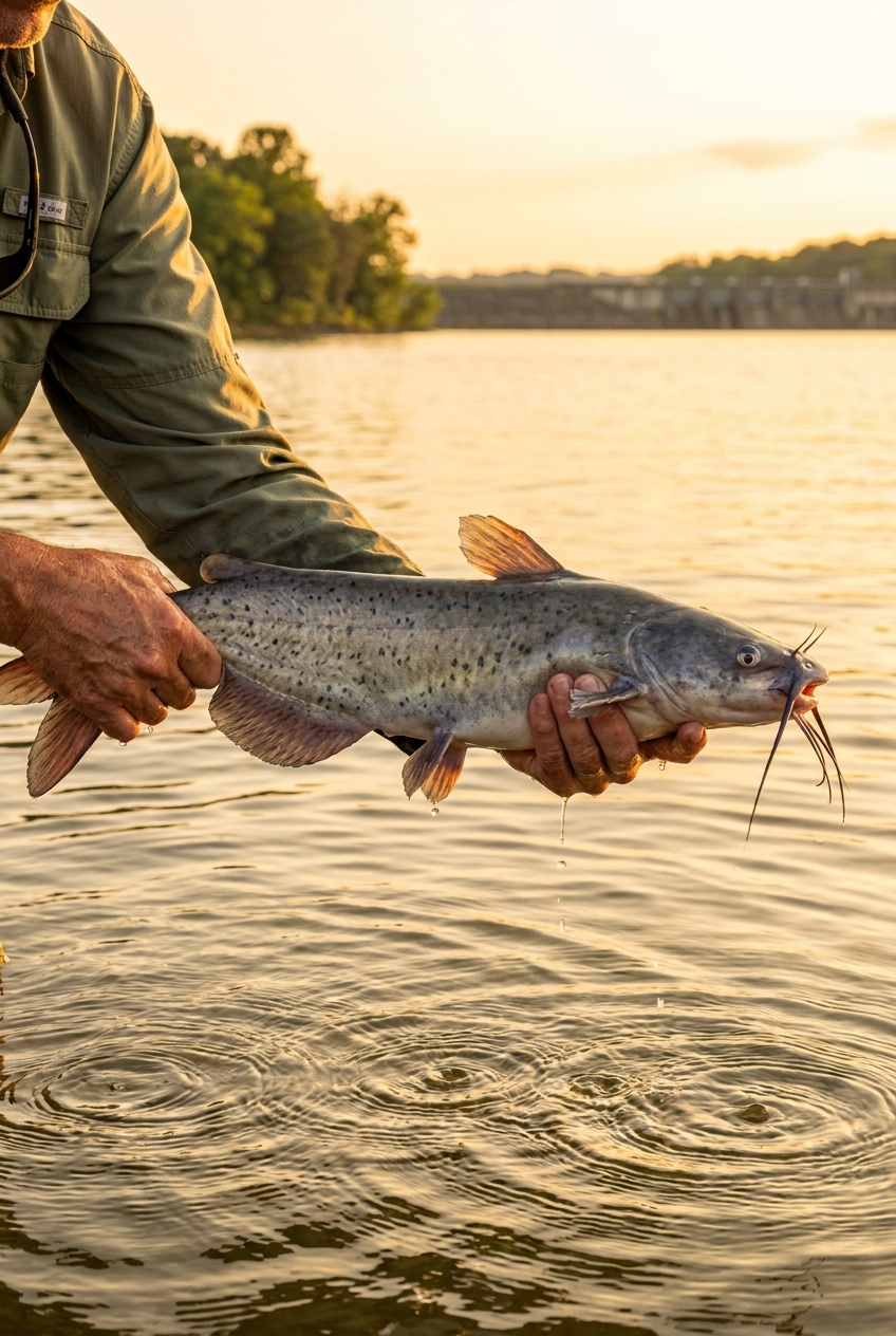 Channel Catfish fishing on Old Hickory Lake, Tennessee