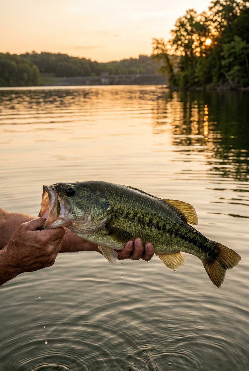 Largemouth Bass fishing on Old Hickory Lake, Tennessee