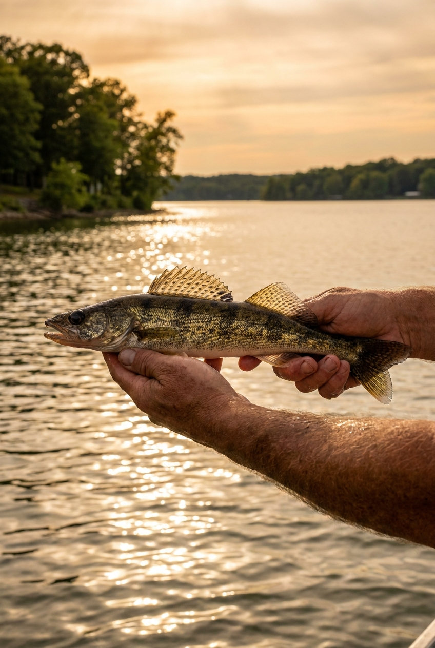 Sauger fishing on Old Hickory Lake, Tennessee