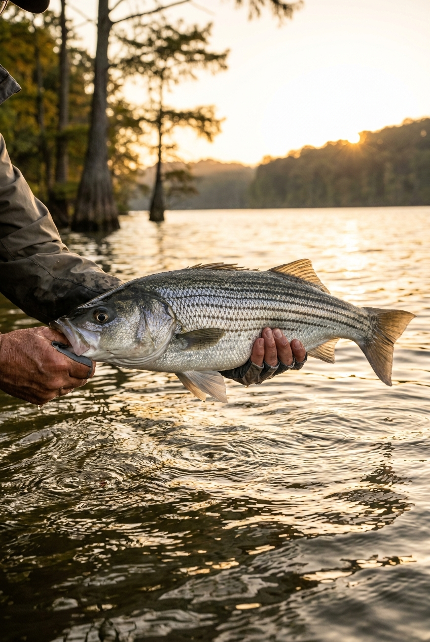 Striped Bass fishing on Old Hickory Lake, Tennessee