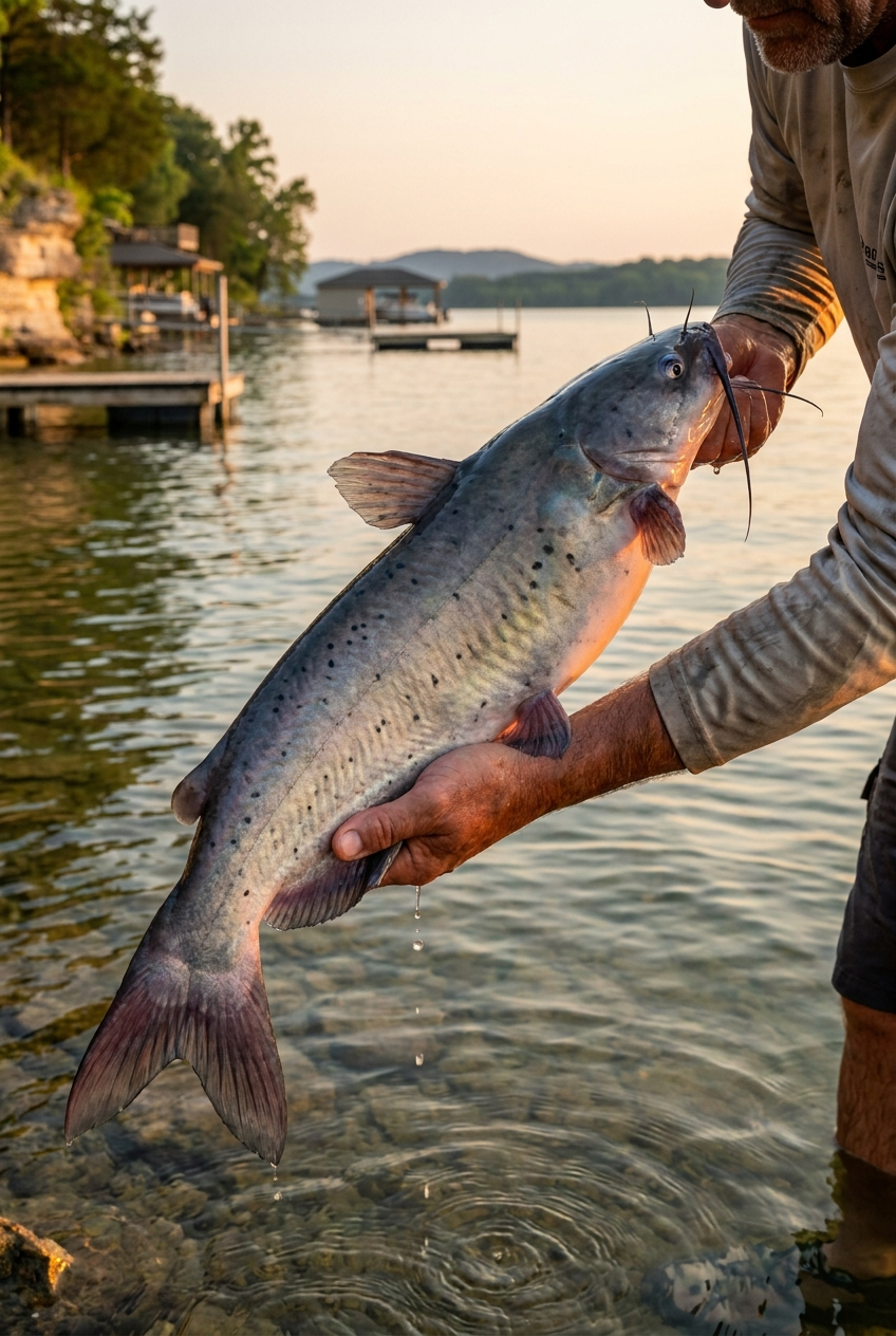 Channel Catfish fishing on Percy Priest Lake, Tennessee