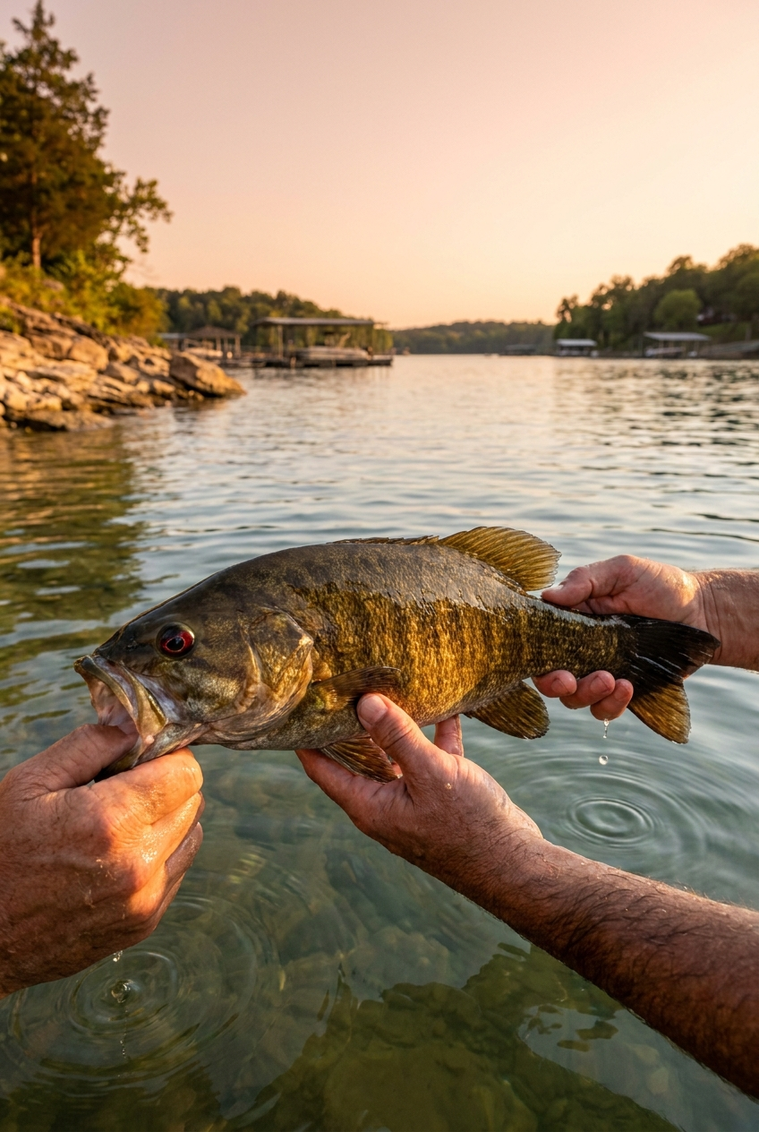Smallmouth Bass fishing on Percy Priest Lake, Tennessee