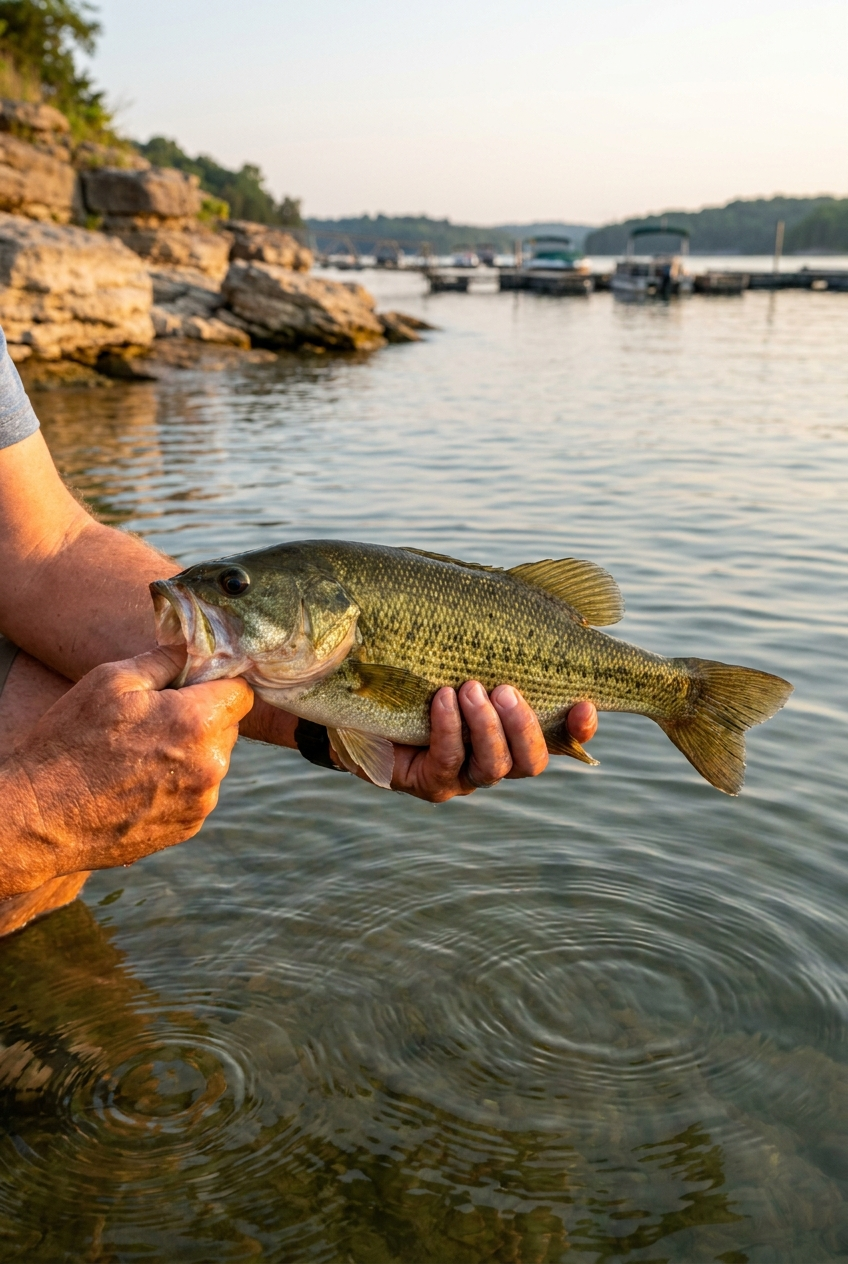 Spotted Bass fishing on Percy Priest Lake, Tennessee