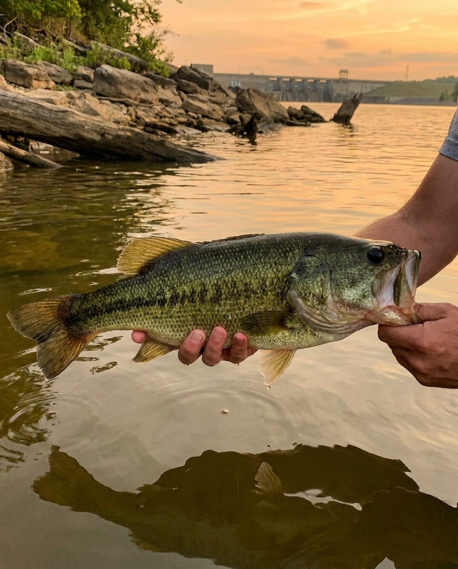 Largemouth Bass fishing on Pickwick Lake, Tennessee