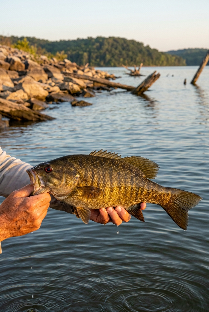 Smallmouth Bass fishing on Pickwick Lake, Tennessee