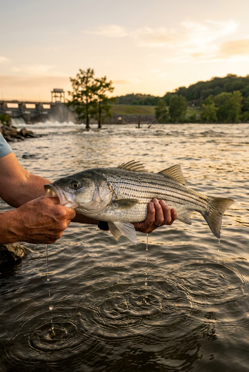 Striped Bass fishing on Pickwick Lake, Tennessee