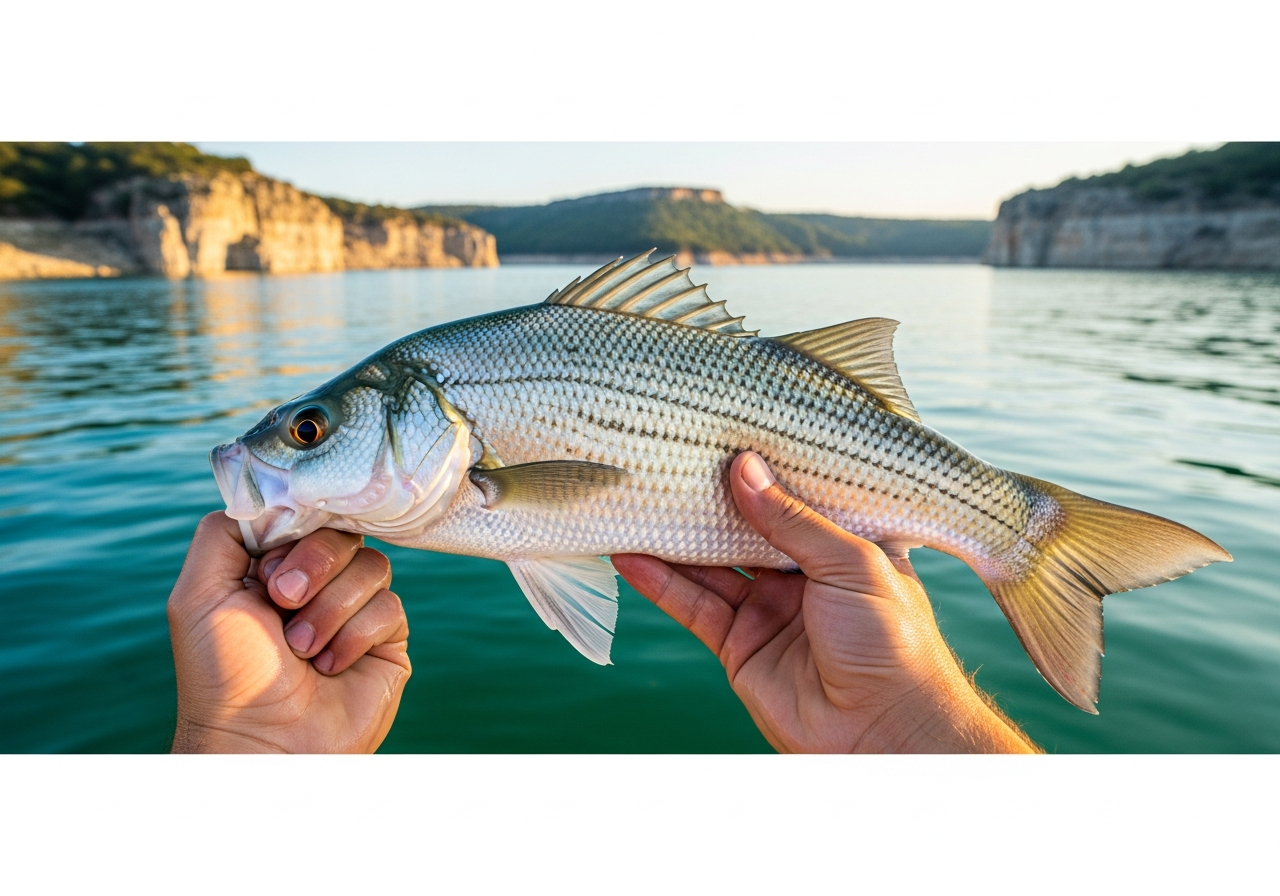 White Bass fishing on Possum Kingdom Lake, Texas