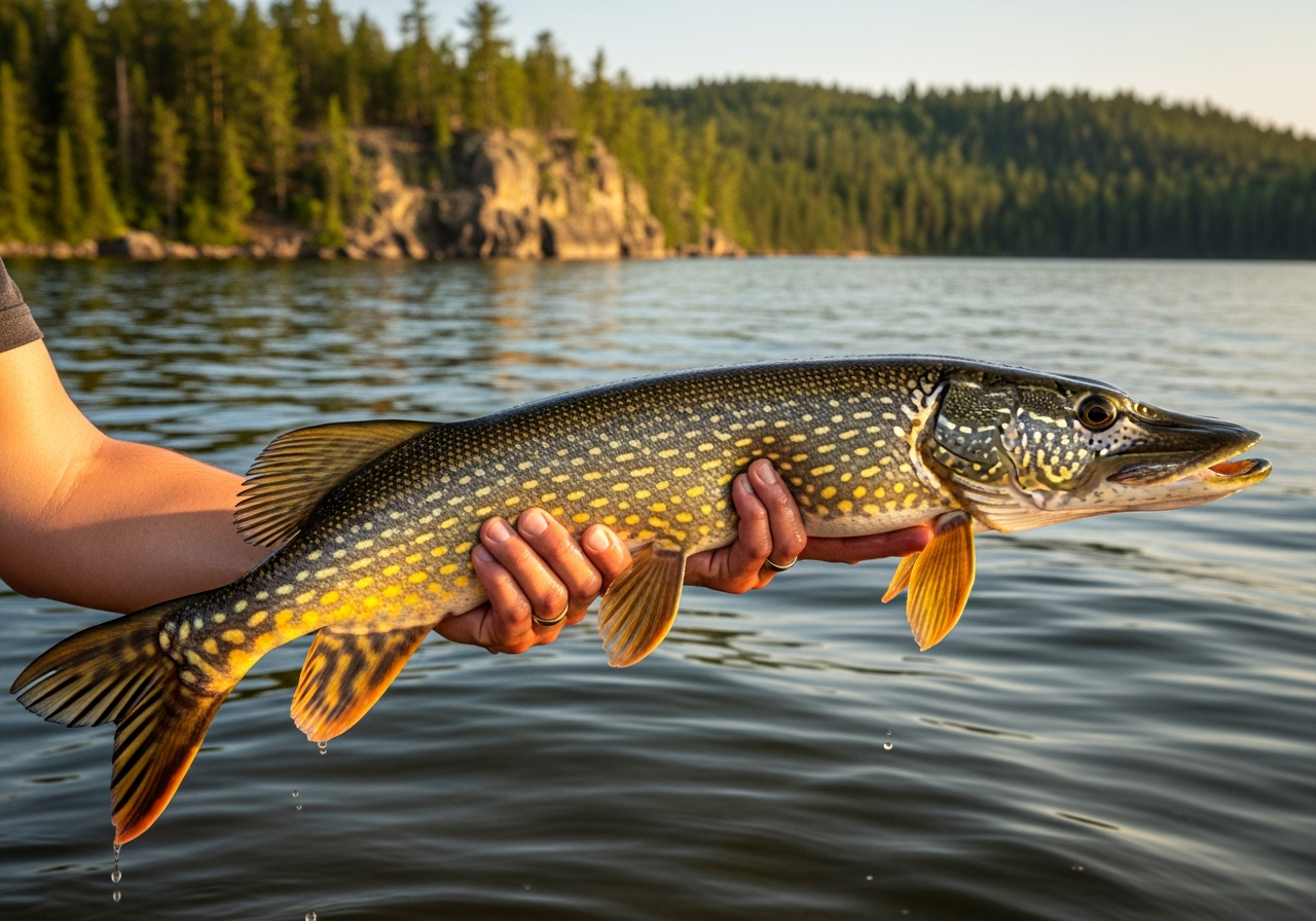Northern Pike fishing on Rainy Lake, Minnesota