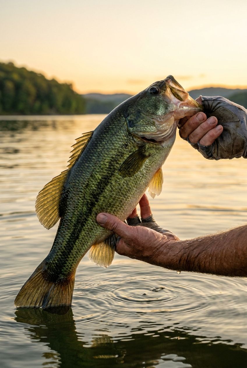 Largemouth Bass fishing on Raystown Lake, Pennsylvania