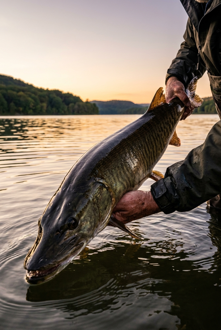 Muskellunge fishing on Raystown Lake, Pennsylvania