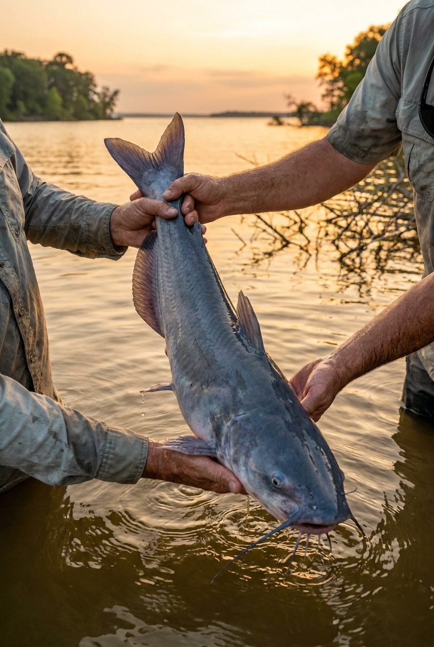 Blue Catfish fishing on Richland Chambers Reservoir, Texas