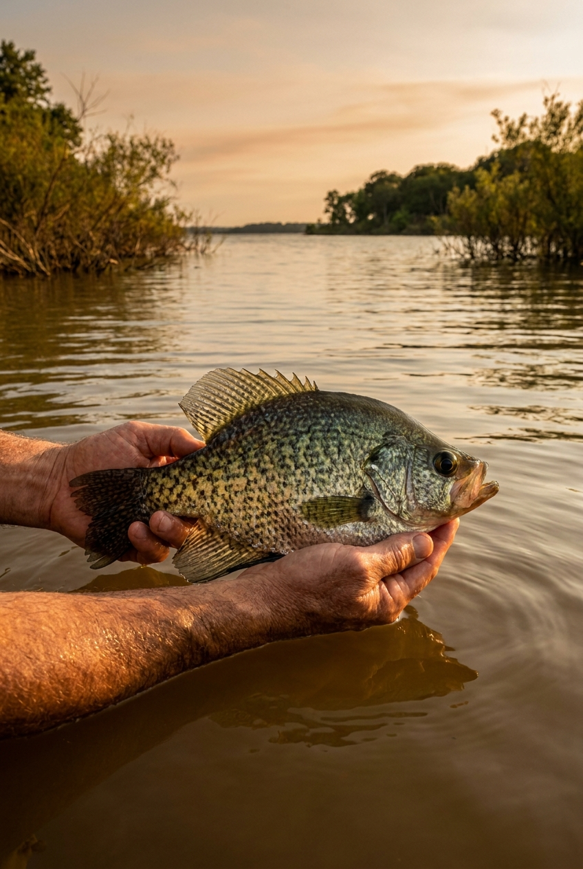 Crappie fishing on Richland Chambers Reservoir, Texas