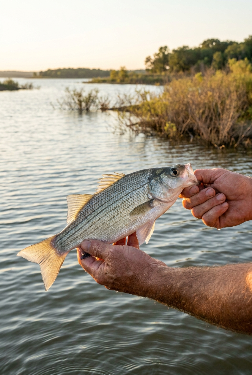 White Bass fishing on Richland Chambers Reservoir, Texas