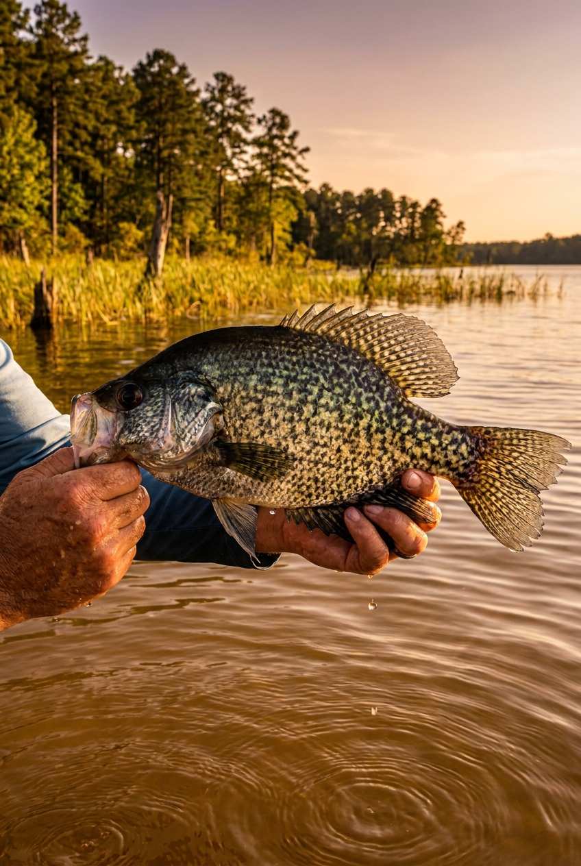 Crappie fishing on Sam Rayburn Reservoir, Texas