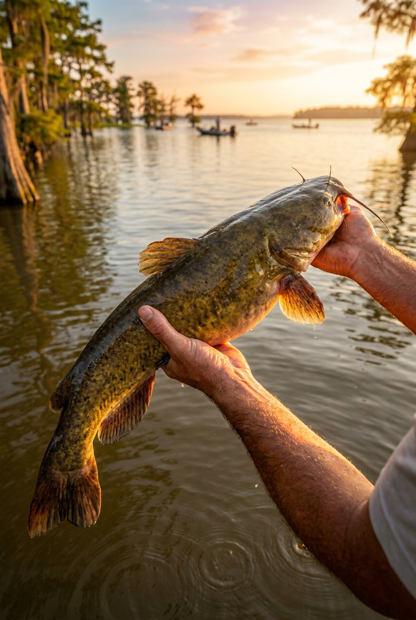 Catfish fishing on Santee Cooper Lakes, South Carolina