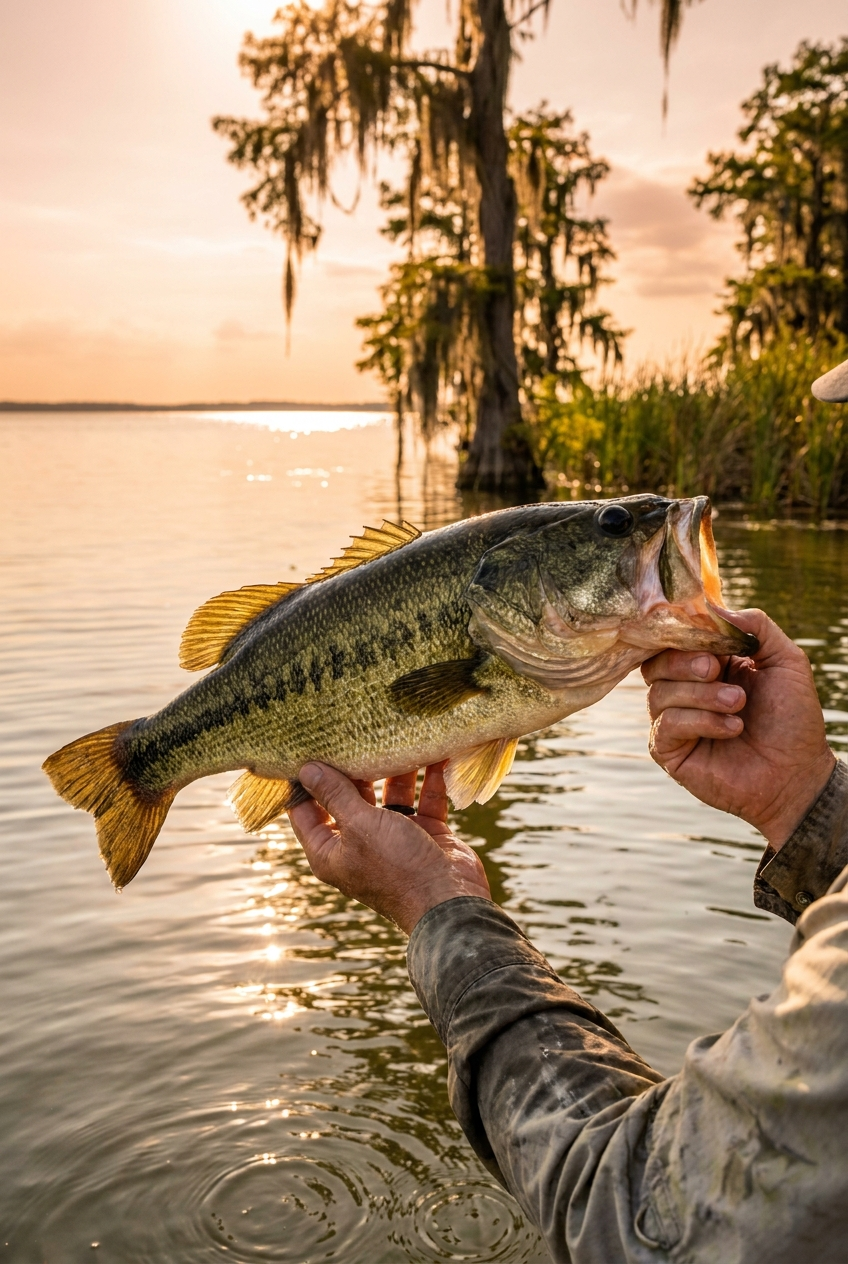 Largemouth Bass fishing on Santee Cooper Lakes, South Carolina