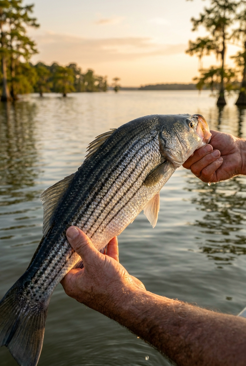 Striped Bass fishing on Santee Cooper Lakes, South Carolina