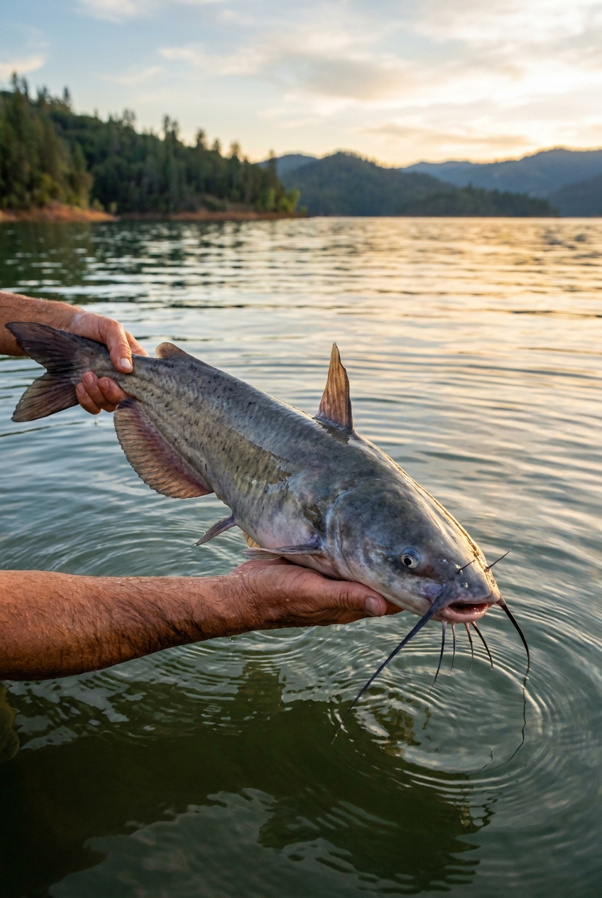 Channel Catfish fishing on Shasta Lake, California