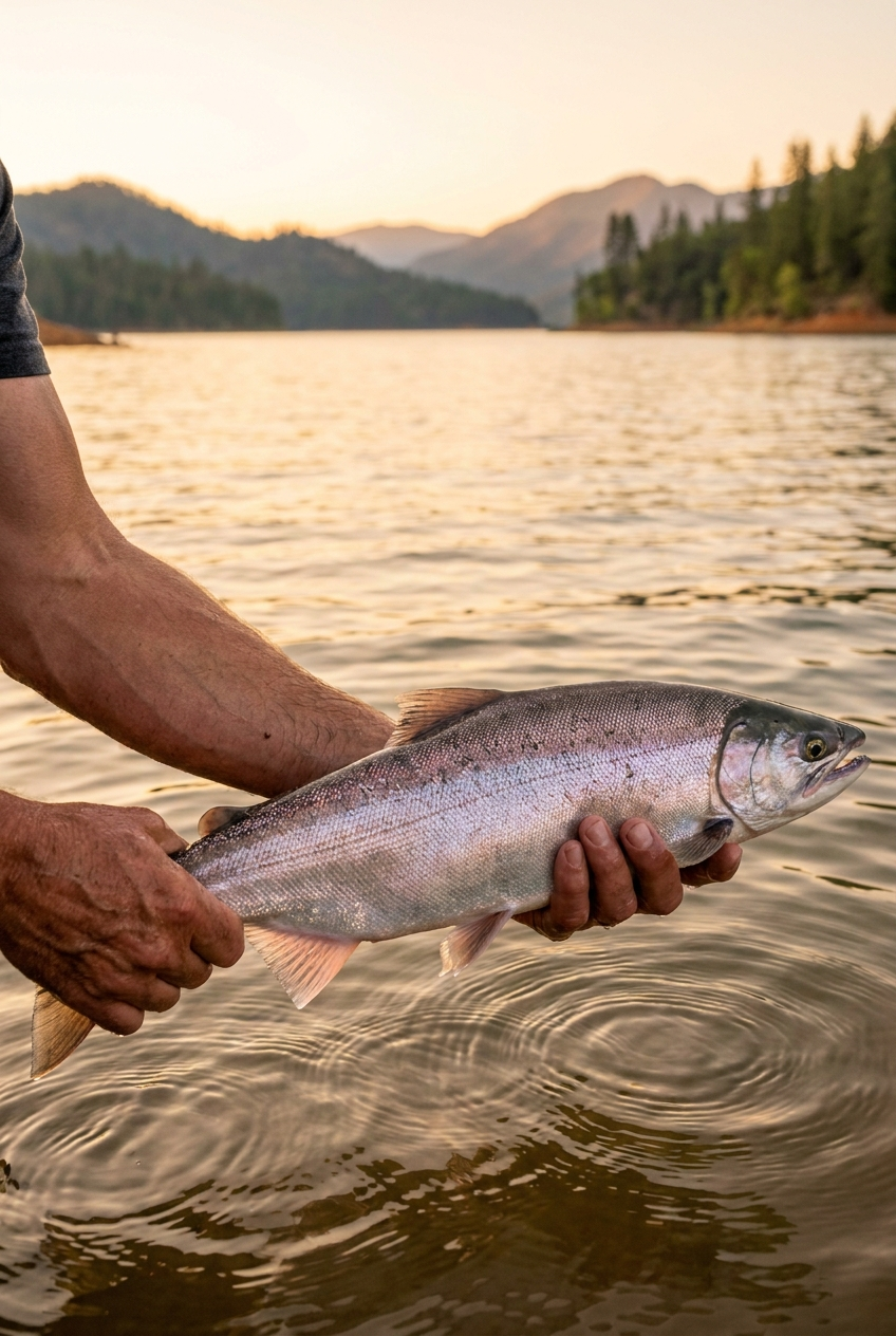 Kokanee Salmon fishing on Shasta Lake, California