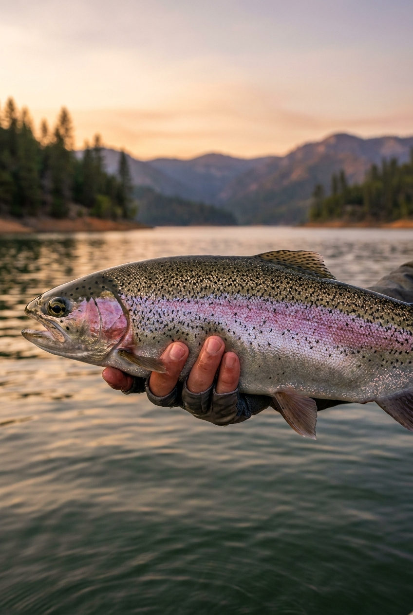 Rainbow Trout fishing on Shasta Lake, California