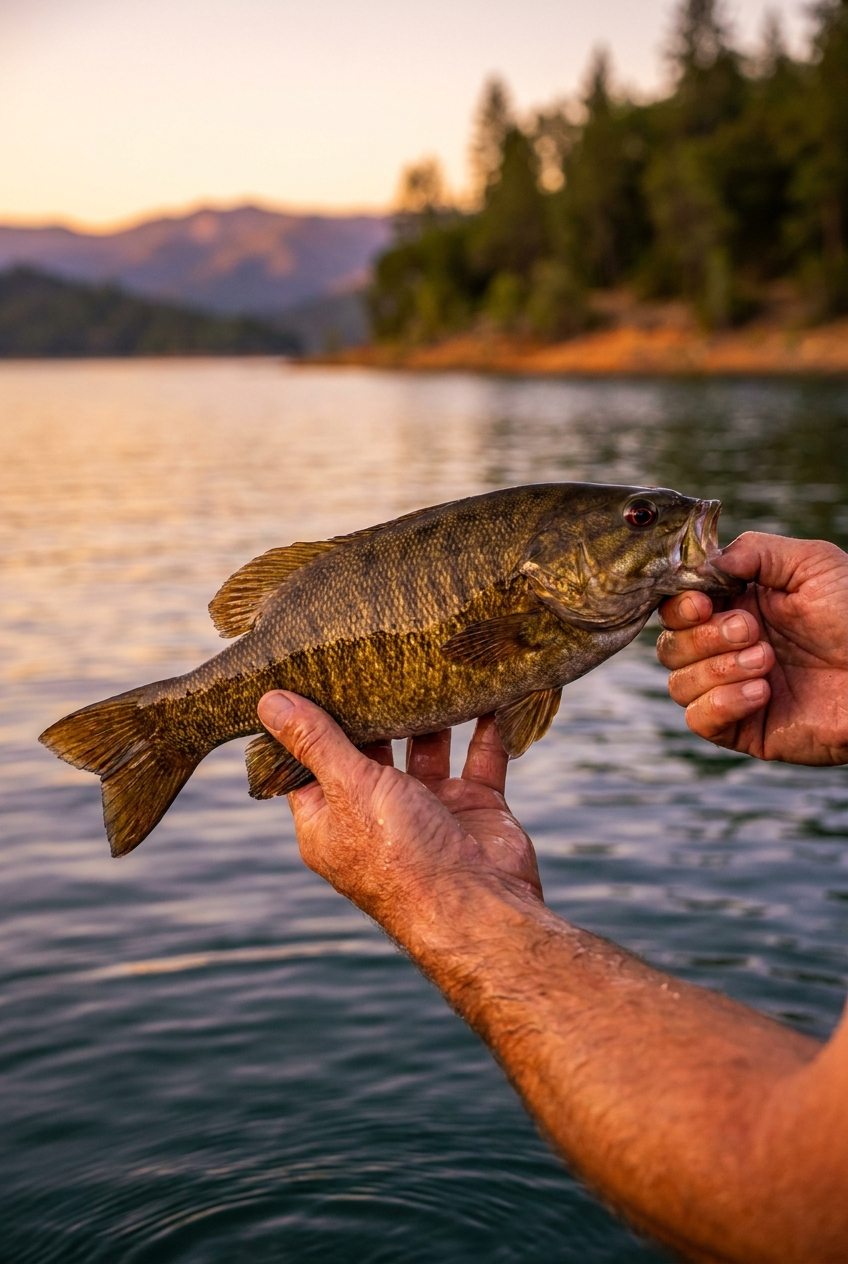 Smallmouth Bass fishing on Shasta Lake, California