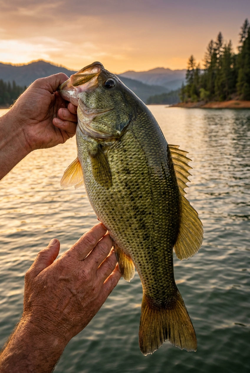 Spotted Bass fishing on Shasta Lake, California