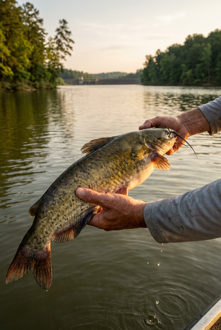 Catfish fishing on Smith Lake, Alabama